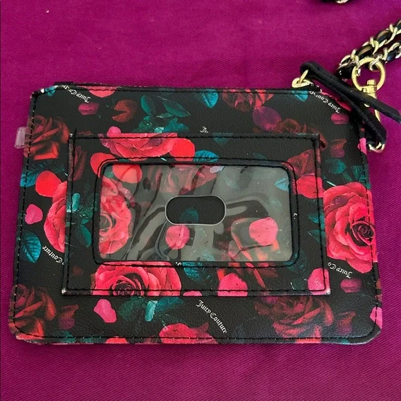Juicy Couture Rose Print Wristlet with Gold Chain - Picture 6 of 7